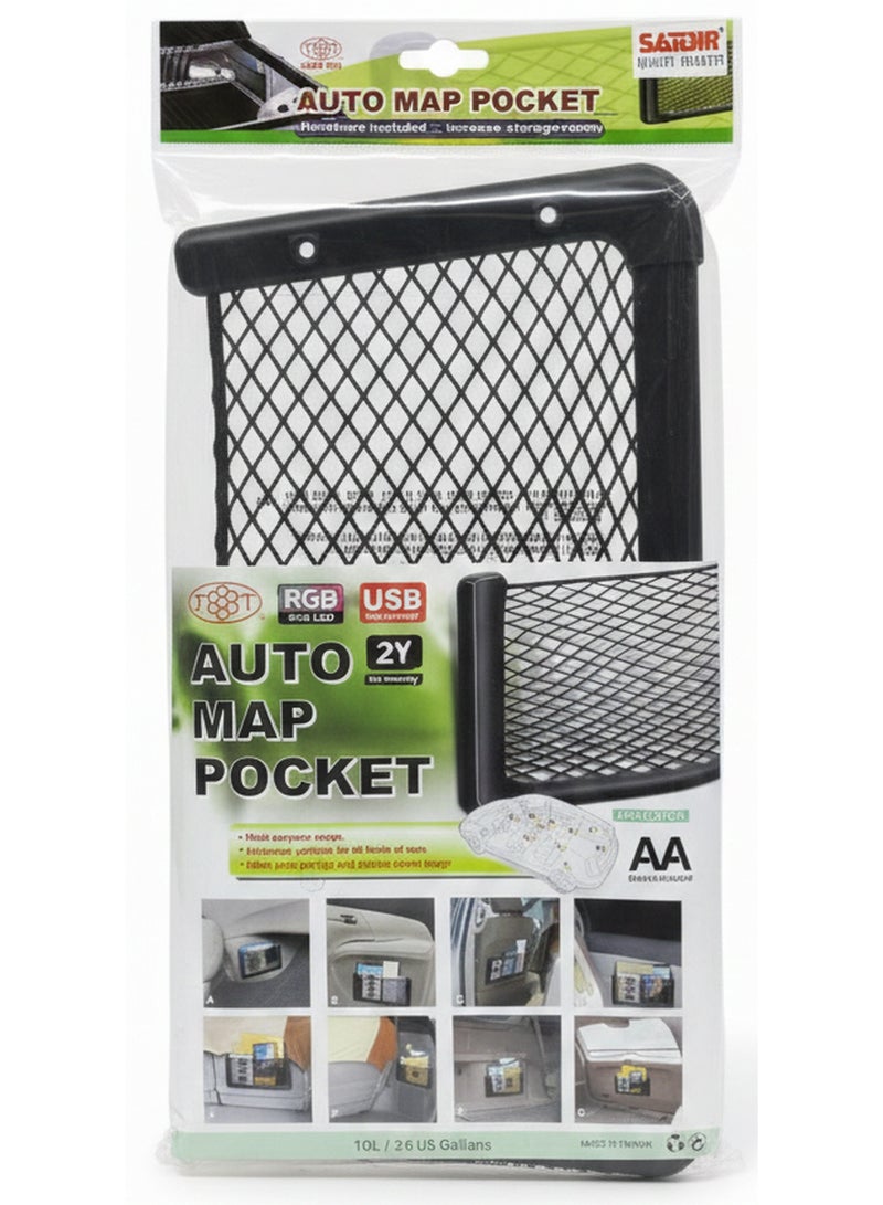 Satbir Auto Map Pocket Car Side Net Black 21 X 40 Cm - Image 1